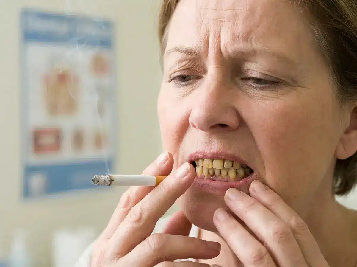 Žuti zubi i mrlje od cigareta zbog pušenja